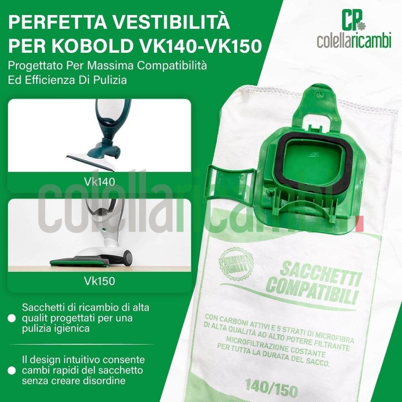 Sacchetti Compatibili per Vorwerk Folletto VK140 VK150 (6 PZ)