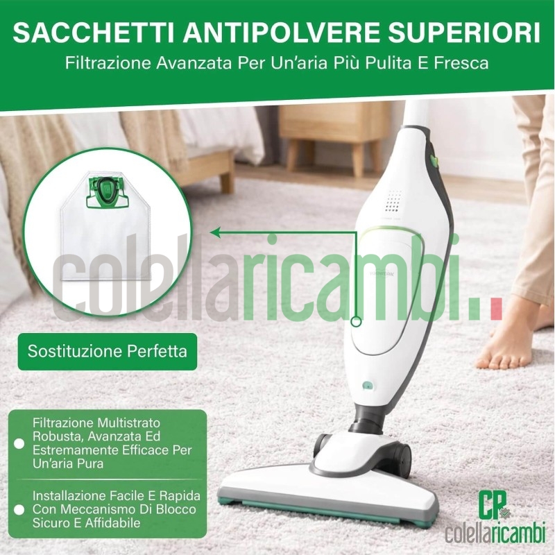 Sacchetti Compatibili per Vorwerk Folletto VK200 VK220S (6 PZ)