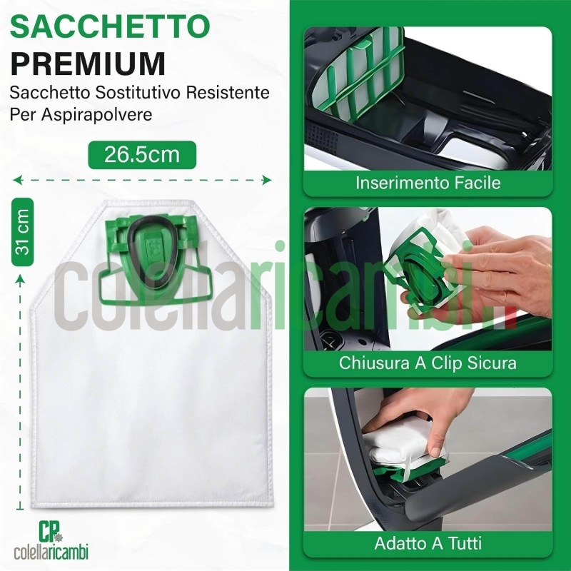Sacchetti Compatibili per Vorwerk Folletto VK200 VK220S (6 PZ)