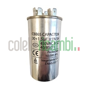 Condensatore in alluminio per climatizzatore condizionatore 30+1,5uF 450VAC