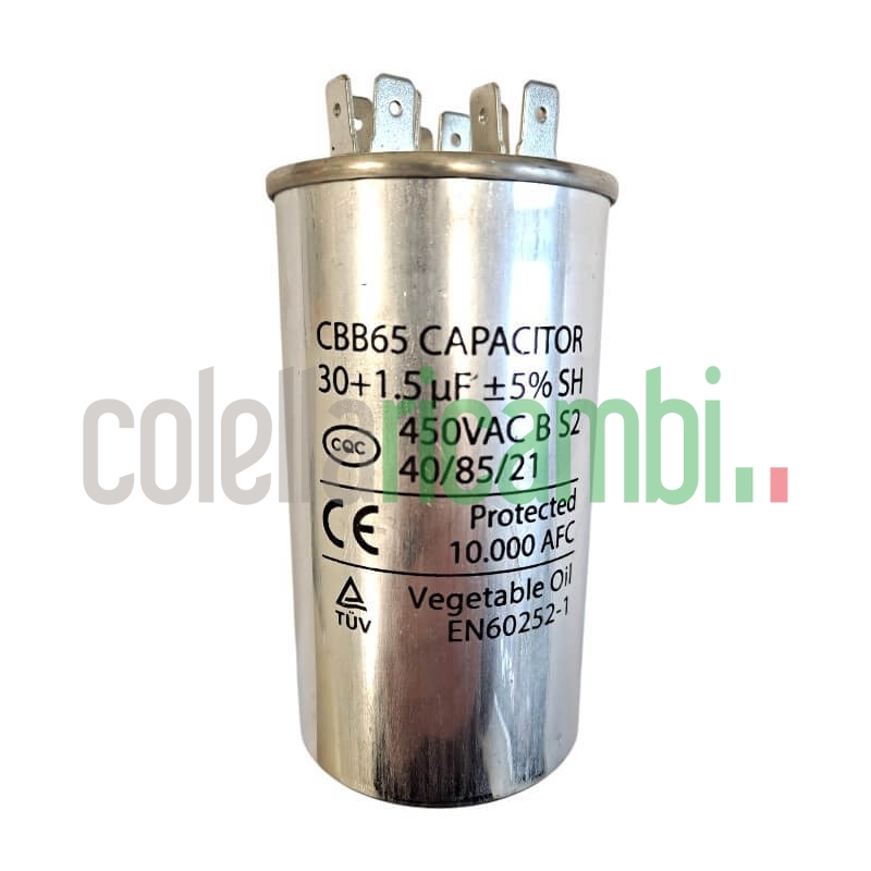 Condensatore in alluminio per climatizzatore condizionatore 30+1,5uF 450VAC