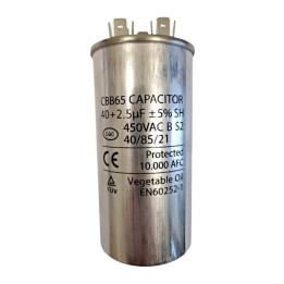 Condensatore in alluminio per climatizzatore condizionatore 40+2,5uF 450VAC