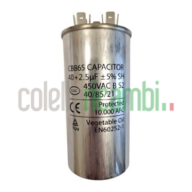 Condensatore in alluminio per climatizzatore condizionatore 40+2,5uF 450VAC