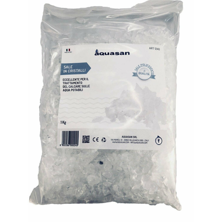 Aquasan Sale Polifosfato Cristalli in Sacchetto, Bianco, 1 kg