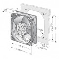 Ventilatore assiale EBM 4656N con struttura in alluminio pressofuso.