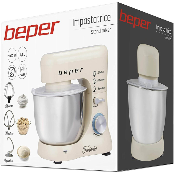 Beper Impastatrice 1000W 4,5L, Crema