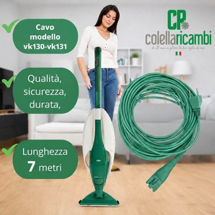 Cavo Alimentazione 7mt per Vorwerk Folletto VK130 VK131