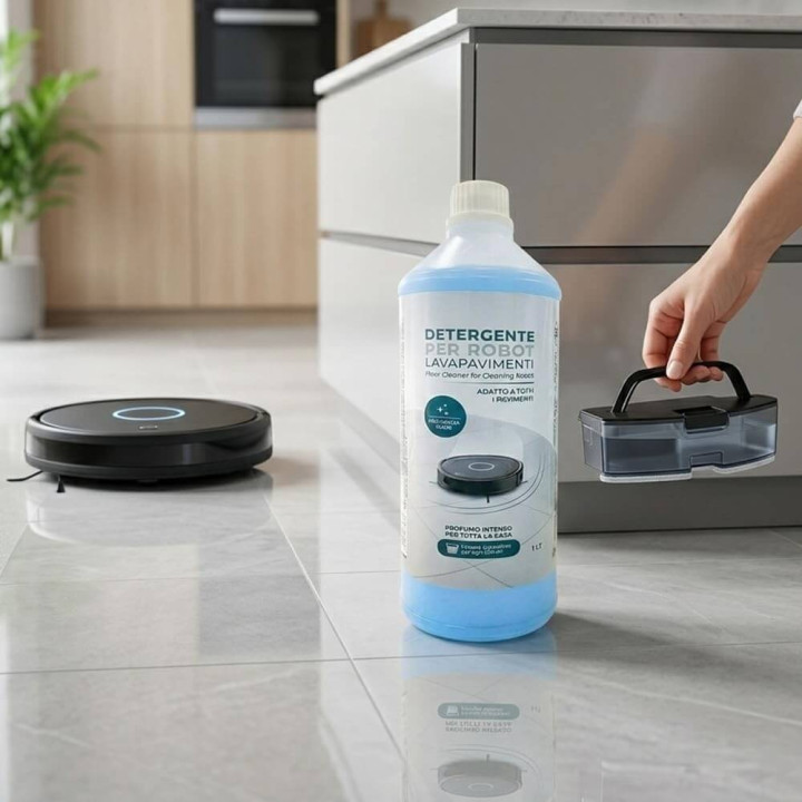 Vendita Detergente per Robot Lavapavimenti Universale, adatto a tutti i Pavimenti, non lascia aloni e schiuma, confezione da 1 L