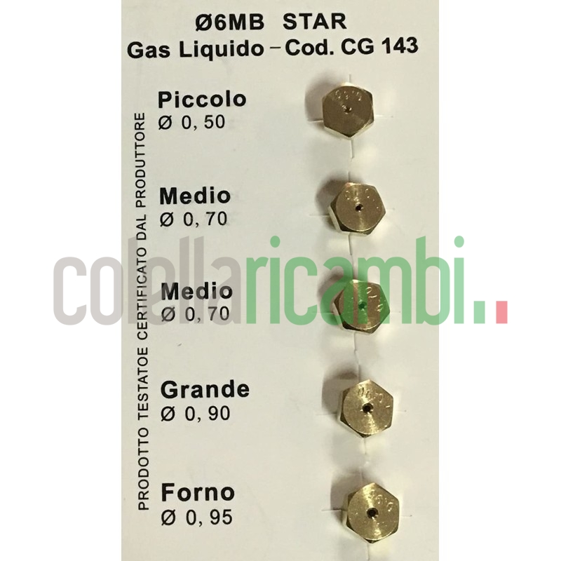 Ugelli Gpl 6 MB Universale Diametro mm. 6Mb, Tipo gas Gpl