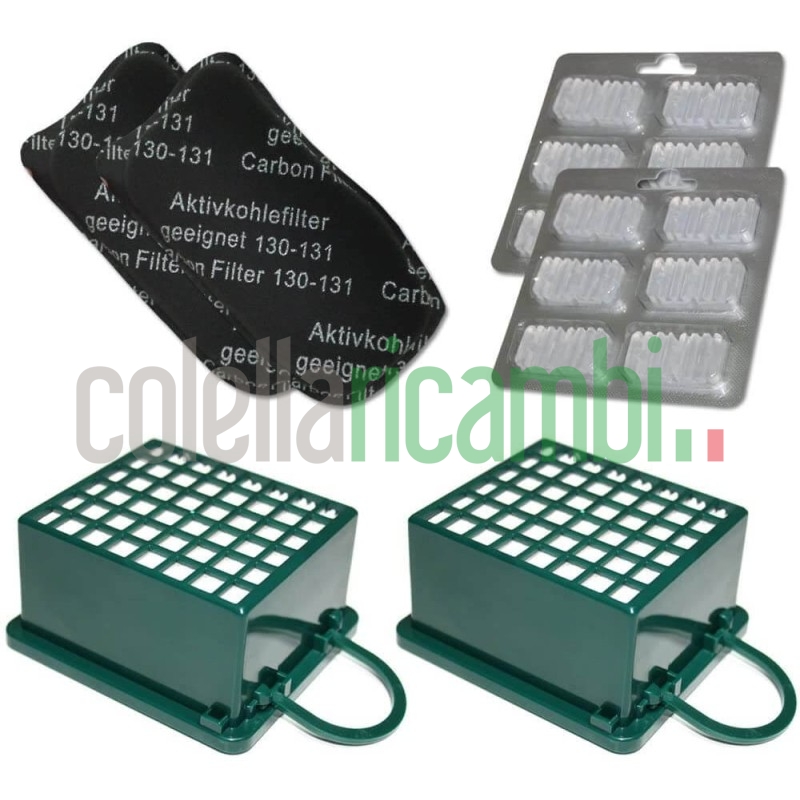 Kit 2 Filtri Hepa 2 Filtri Odori 12 Profumini Adattabile per Folletto Vk 130 Vk131