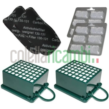 Kit 2 Filtri Hepa 2 Filtri Odori 12 Profumini Adattabile per Folletto Vk 130 Vk131