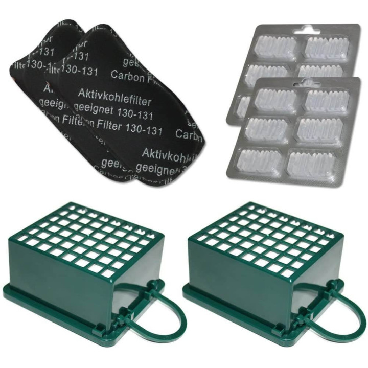 Kit 2 Filtri Hepa 2 Filtri Odori 12 Profumini Adattabile per Folletto Vk 130 Vk131