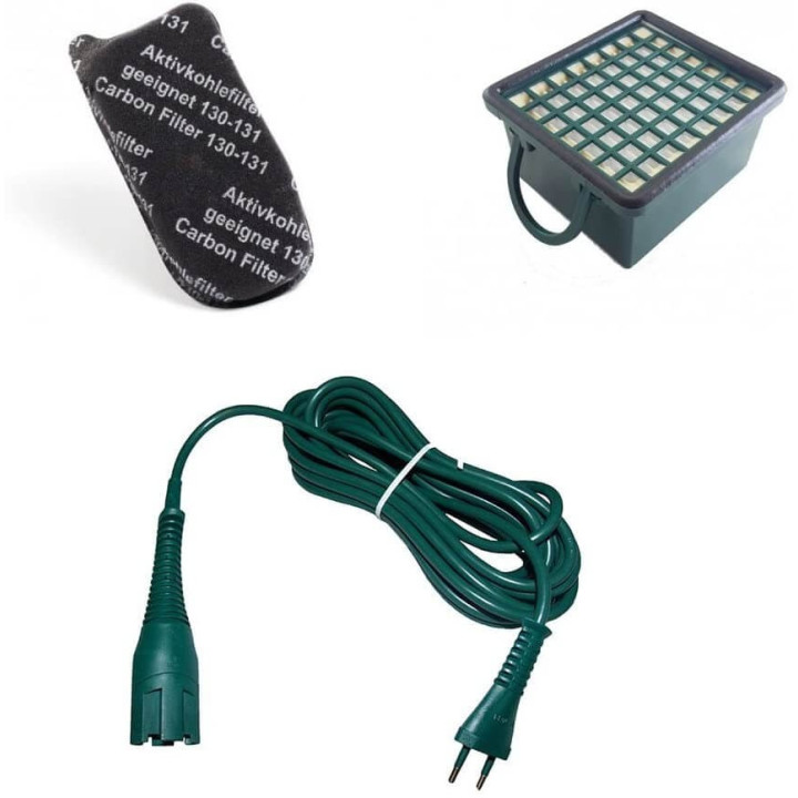Kit Risparmio Cavo Alimentazione Filtro Hepa Filtro Odori Adattabile Folletto Vk130 Vk131