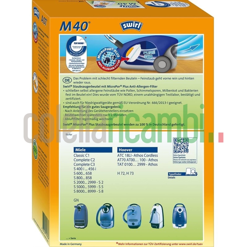Sacchetti Aspirapolvere Swirl Compatibili Miele Orange