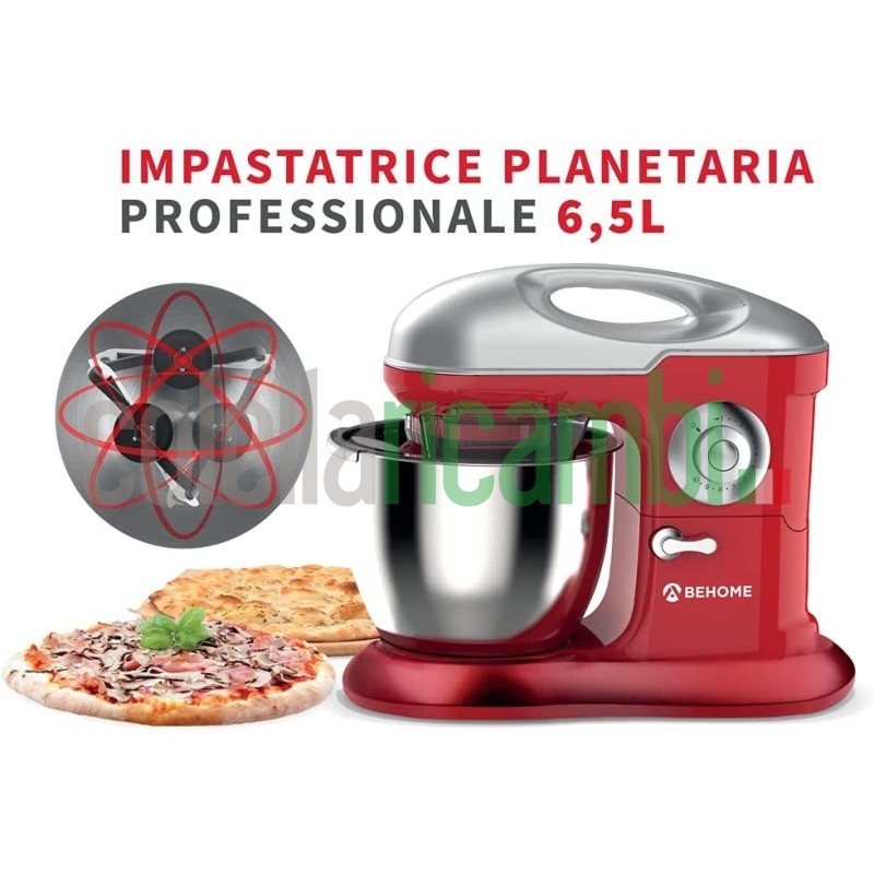 Behome Impastatrice Planetaria Professionale 6,5L Rosso