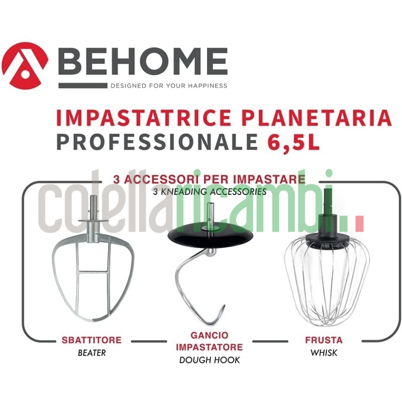 Behome Impastatrice Planetaria Professionale 6,5L Rosso