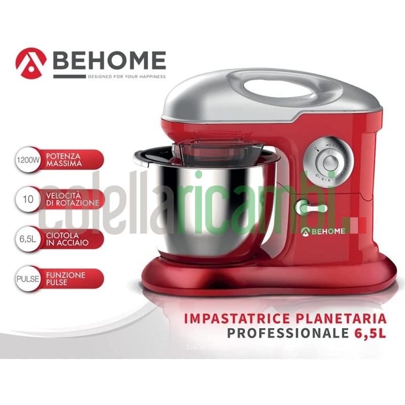 Behome Impastatrice Planetaria Professionale 6,5L Rosso