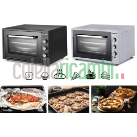 Behome Forno Elettrico 60 litri Ventilato Autopulente, Smaltato, Temperatura fino a 320° Doppio Vetro