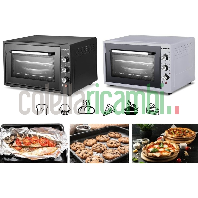 Behome Forno Elettrico 60 litri Ventilato Autopulente, Smaltato, Temperatura fino a 320° Doppio Vetro