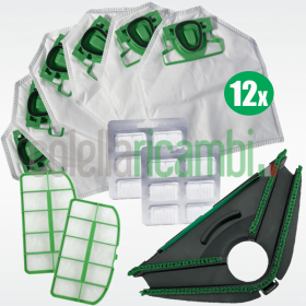 Kit Risparmio Ricambi Folletto Compatibili VK 200 VK 220s 12 Sacchetti 12 Profumi 2 Filtri Griglia Motore 1 Setola