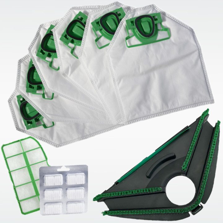 Kit Risparmio Ricambi Folletto Compatibili VK 200 VK 220s 6 Sacchetti 6 Profumi 1 Filtri Griglia Motore 1 Setola