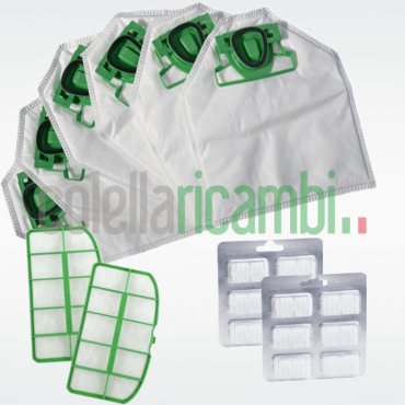 Kit Risparmio Ricambi Folletto Compatibili VK200 12 Sacchetti 12 Profumi 2 Filtri Griglia Motore