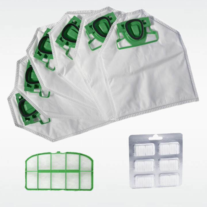 Kit Risparmio Ricambi Folletto Compatibili VK200 VK220S 6 Sacchetti 6 Profumi 1 Filtri Griglia Motore