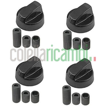 Kit 4 Manopola Universale Per Piano Cottura Nera
