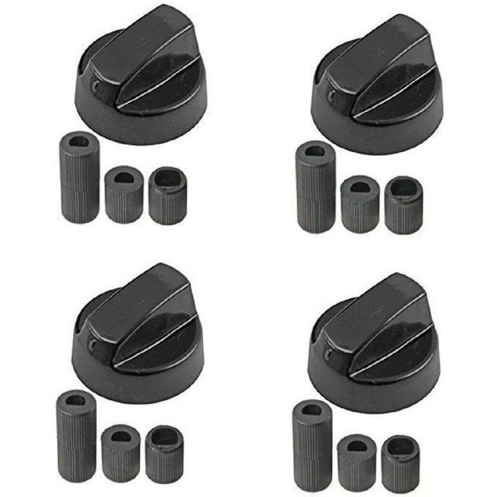 Kit 4 Manopola Universale Per Piano Cottura Nera