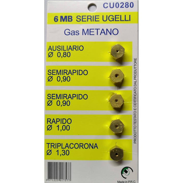 Ugelli Gpl 6 MB Universale Diametro mm. 6Mb, Tipo gas Gpl