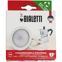 Set di 3 Guarnizioni e 1 Portafiltro a 2 Tazze Moka Bialetti