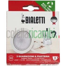 Set di 3 Guarnizioni e 1 Portafiltro a 2 Tazze Moka Bialetti