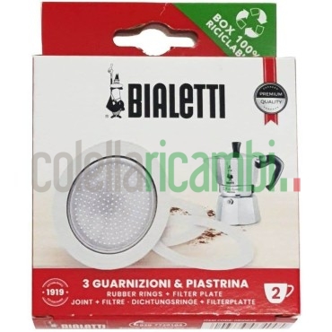 Set di 3 Guarnizioni e 1 Portafiltro a 2 Tazze Moka Bialetti