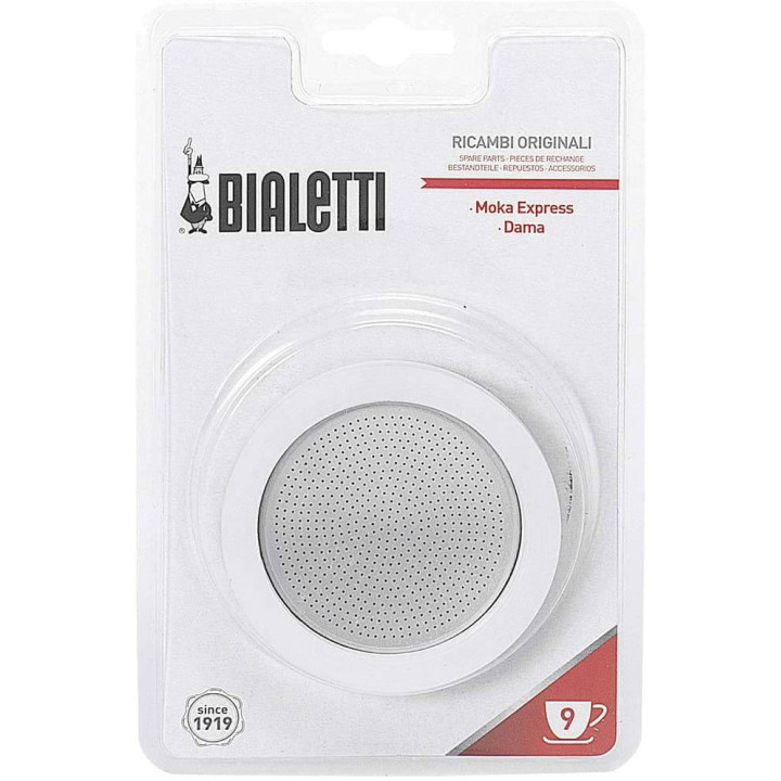Set di 3 Guarnizioni e 1 Portafiltro a 9 Tazze Moka Bialetti