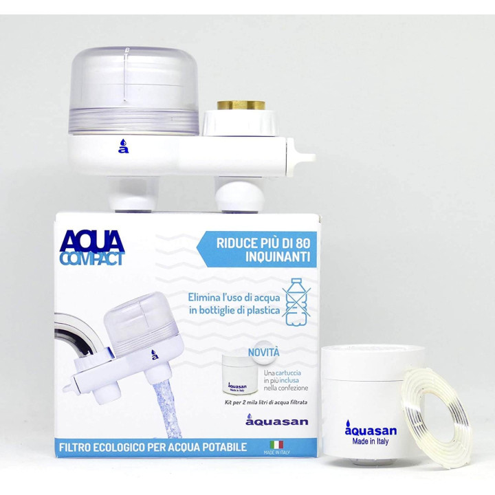 Aquacompact Nuovo Kit 2000 Litri Filtro Rubinetto Anticalcare con 2 Cartucce