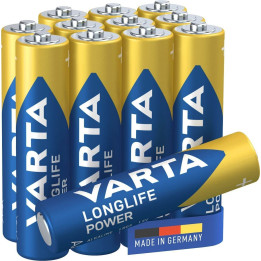 Varta Longlife Power High Energy Batteria Alcalina, Ministilo AAA Lr03  Confezione da 12 Pile