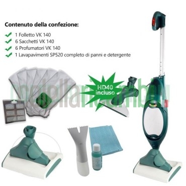 Aspirapolvere Vorwerk Folletto Kobold VK140 + Pulilava SP520 Rigenerato