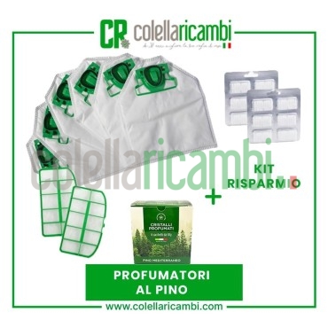 Kit Risparmio Ricambi Folletto Compatibili VK200 12 Sacchetti 12 Profumi 2 Filtri Griglia Motore