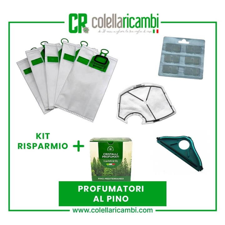 Kit Risparmio Ricambi Folletto Compatibili VK140 VK150 12 Sacchetti 12 Profumi 2 Filtri Griglia Motore 1 Setola
