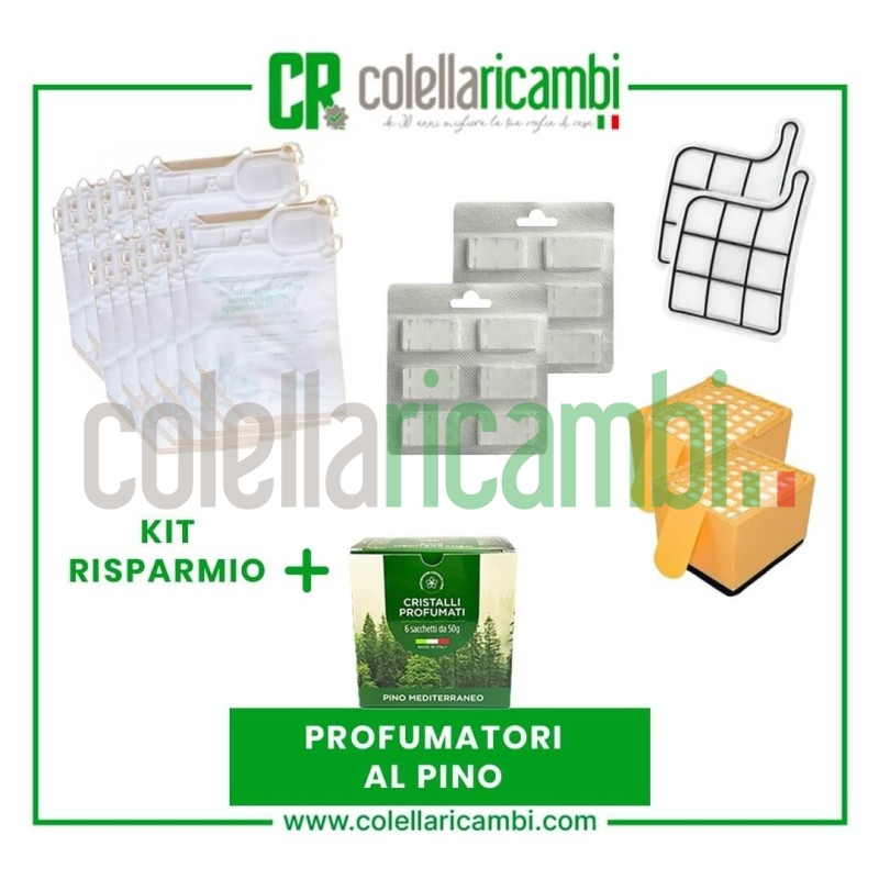 Kit Risparmio Ricambi Folletto Compatibili VK135 VK136 12 Sacchetti 12 Profumi 2 Filtri Griglia Motore 2 Microfiltri Hepa