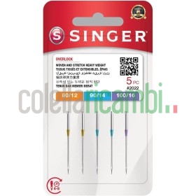 Singer 5 Aghi x Macchina da Cucire 2022 (80/12-90/14-100/16) Elastici Pesanti Lana