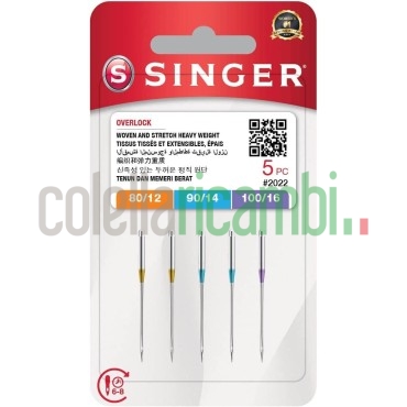 Singer 5 Aghi x Macchina da Cucire 2022 (80/12-90/14-100/16) Elastici Pesanti Lana