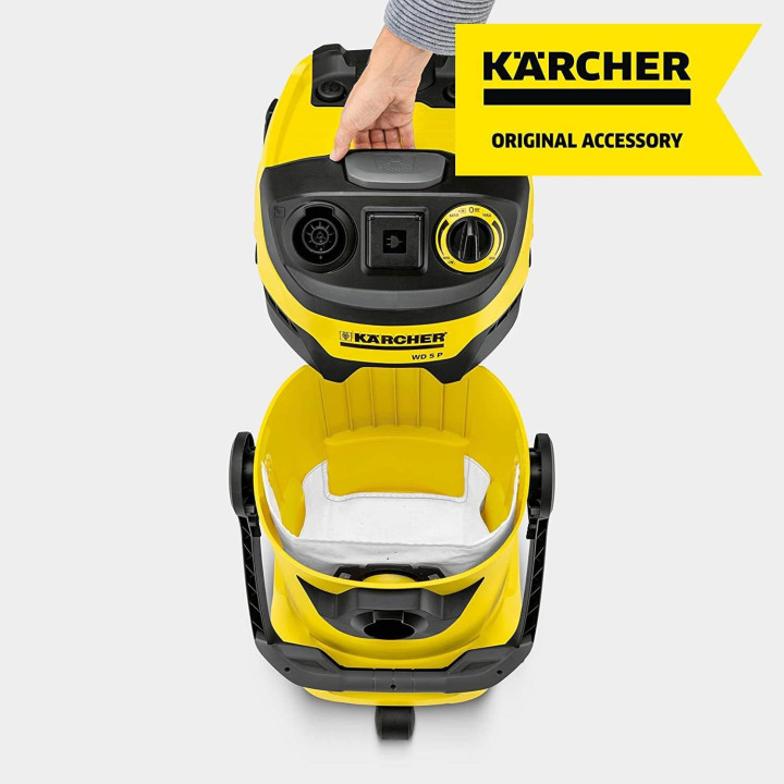 Karcher 2.863-006.0 Sacchetto Filtro in Vello per Aspiratori WD 4/5/6 Set di 4 Pezzi Beige