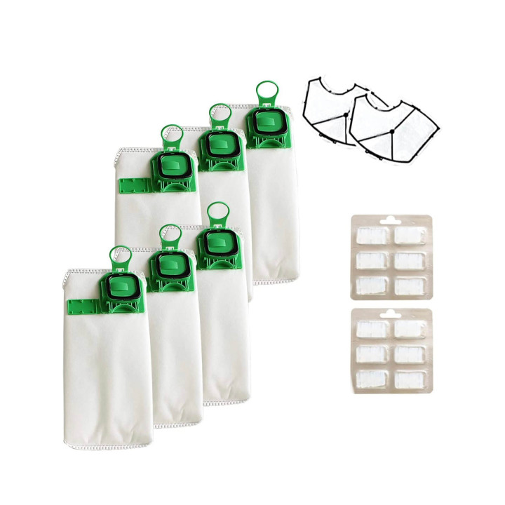 Kit Risparmio Ricambi Folletto Compatibili VK140 VK150 12 Sacchetti 12 Profumi 2 Filtri Griglia Motore