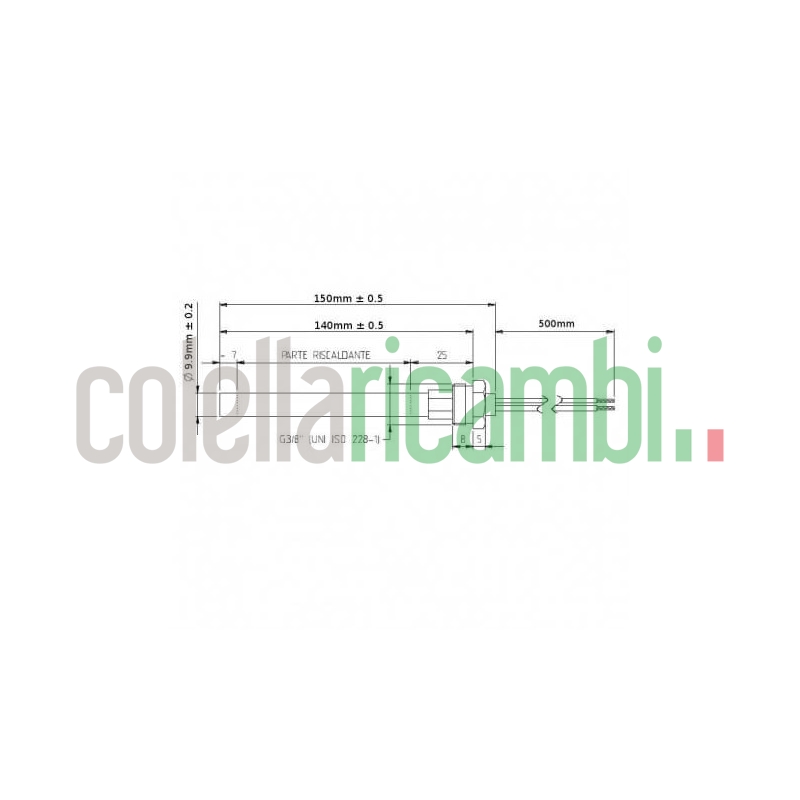 Resistenza Con Raccordo 3/8, Diametro 9,9, Lunghezza 150Mm, 300W. Monta Su Stufe Piazzetta - Ungaro