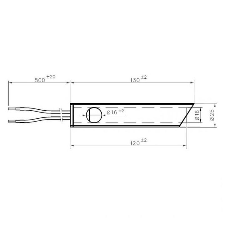 Kit Resistenza Diametro 16Mm, Lunghezza 120Mm, 350Watt. Diametro Tubo 25Mm Lunghezza Totale 132Mm