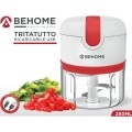 Behome Mini Tritatutto Ricaricabile usb senza fili, Capacità 250 ml Lame Acciaio inossidabile Rosso e Bianco
