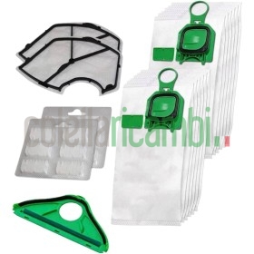 Kit Risparmio Ricambi Folletto Compatibili VK140 VK150 12 Sacchetti 12 Profumi 2 Filtri Griglia Motore 1 Setola
