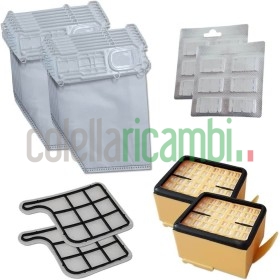 Kit Risparmio Ricambi Folletto Compatibili VK135 VK136 12 Sacchetti 12 Profumi 2 Filtri Griglia Motore 2 Microfiltri Hepa