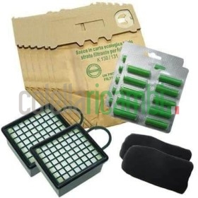 Kit Risparmio Ricambi Folletto Compatibili VK130 VK131 12 Sacchetti 20 Profumi 2 Filtri Carbone Attivo 2 Microfiltri Hepa